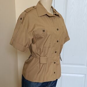 Sasson Jeans Tan Button-Up Blouse